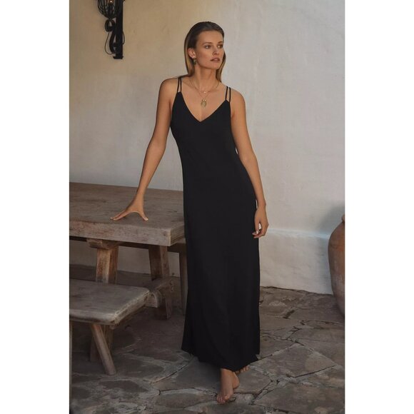 Anthropologie Shoreline Black Open-Back Maxi Dress - Picture 3 of 8
